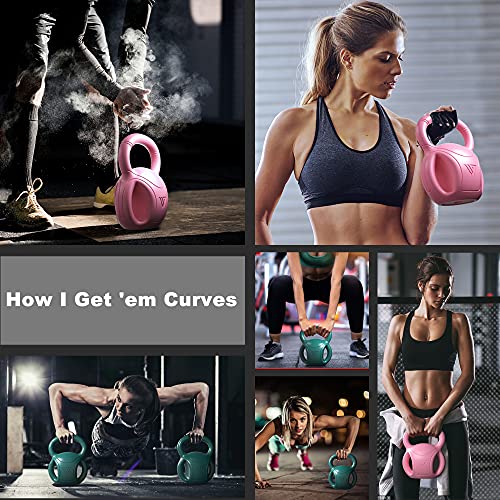 Image of RUNWE Strength Training Kettlebells Weight - 5 lb 10 lb or 15 lb Kettlebell with Three-Handles for Russian Twists AB Exercise and Core Training Fitness Exercise Home Gym - 2022 (Green-15 lb)