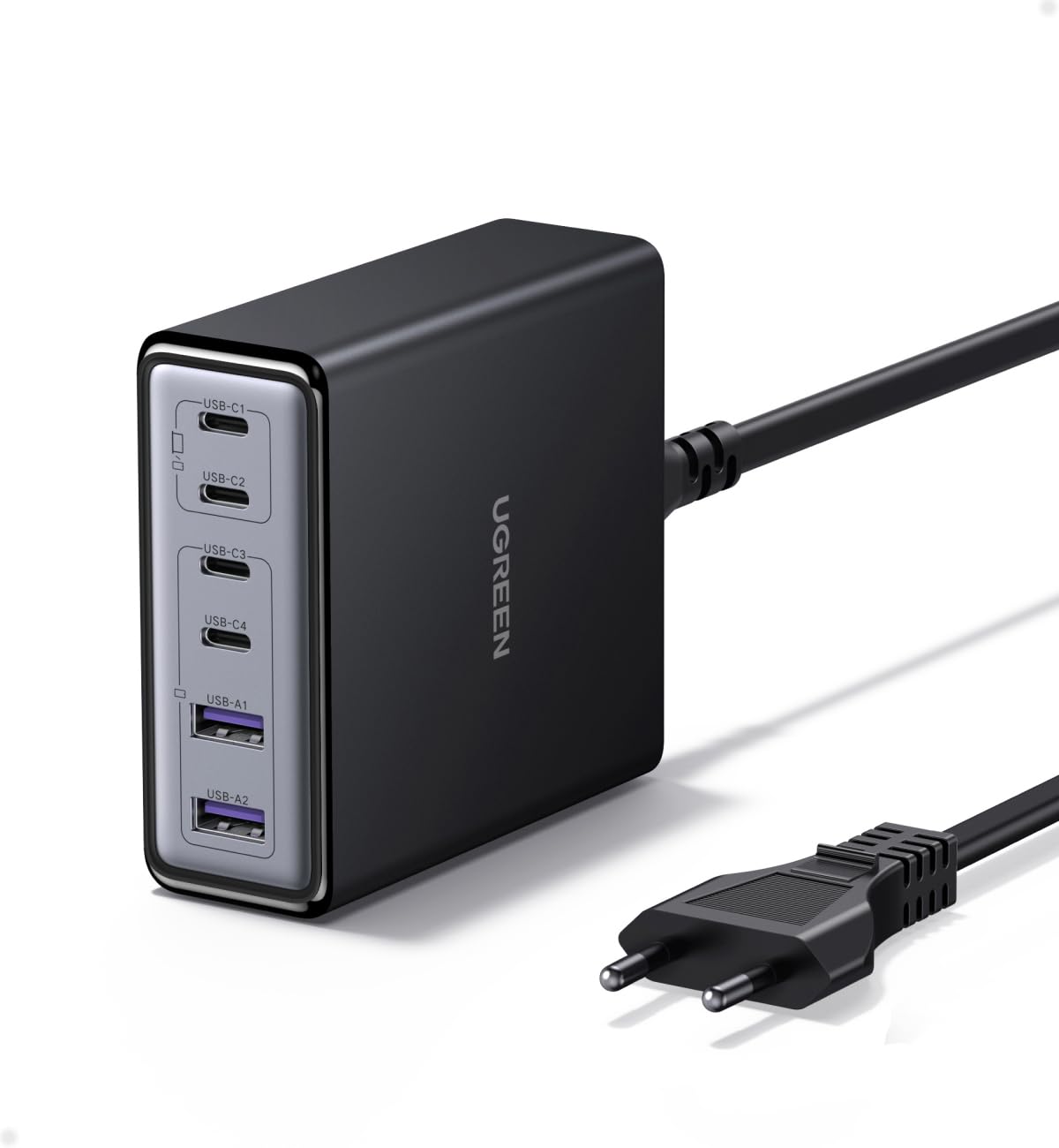 UGREEN Zapix 100W 6 Ports Chargeur USB C Rapide Station de Charge Bureau GaN Tech 65W Compatible avec iPhone 17 Pro Max Air 16 15 14 13 12 iPad MacBook Pro Air Neo M5 M4 M3 M2 M1 Galaxy S26 S25 S24