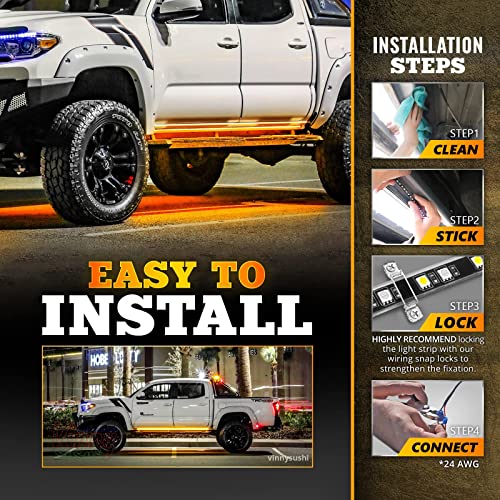 Opt7 2Pc 60" Sidekick Running Board Led Strips W/Amber Turn Signal, Drl, And White Courtesy Lights #TOP5