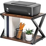 FITUEYES Desktop Printer Stand, Desk Storage Shelf for Small Space, 2 Tiers Trays Stackable Book...