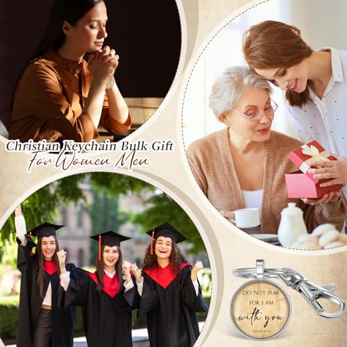 Image of Fumete Christian Keychain Bulk Bible Verse Religious Key Chains Scripture Quote Positive Gift for Women Men Church Pastor