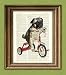 CollageOrama Pug Art Print Mike the Trike pug dog on a tricycle original art vintage dictionary page book art print,8.5 x 11 Inch