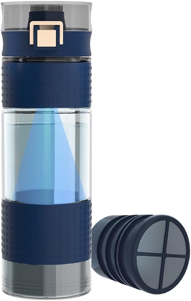 HISOIT UV Sterilizing Water Filter Bottle Sports Water Bottle with Filter Water Purifier and Water Filtration for Hiking Camping and Outdoor Activities 500ML/17OZ(Blue)
