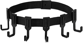 Treestand Strap Hangers, Black Treestand Strap Multi-Hook Hangers Hunting Gear Tree Holder Tree Hangers for Hunting Equipment Hanging (1 Strap with 6 Hooks)