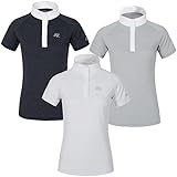 Das ultimative Turniershirt für Damen - klassisch, frisch und zeitlos! Unser KLfelicia Turniershirt ist aus atmungsaktivem und schnelltrocknendem Stoff gefertigt, hat Raglanärmel sowie einen gewebten Kragen und eine Knopfleiste mit verdecktenDruckknöpfen für optimalen Komfort im Wettkampf. Es umfasst Designdetails, die sicherstellen, dass Sie im Ring auffallen. Dazu gehören Lurex-Glitzer-Details im gesamten Stoff, eine silbernen Kettenpaspel um den Kragen und ein gesticktesKingsland-Logo auf der