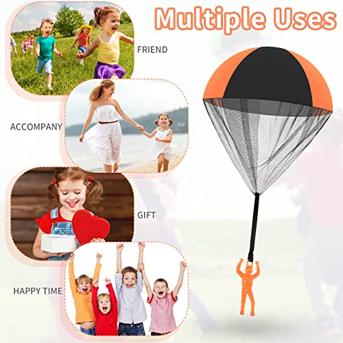 Skylety Fallschirm Spielzeug Soldaten Handwurf Armee Männer Spielzeug Fallschirm Handwurf Spielzeug Verwicklungsfreies Outdoor Fliegendes Spielzeug für Jungen und Mädchen (Orange Schwarz)