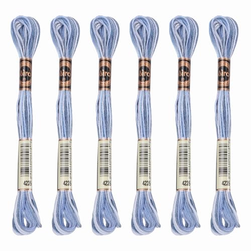 Image of PATIKIL 6 Skeins Embroidery Floss, Polyester Embroidery Threads Bracelets String for Cross-Stitch Hand Embroidery, Blue Purple