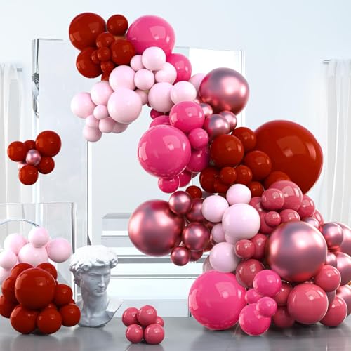 Image of PartyWoo Pink Balloon Garland, 100 pcs Shades of Pink Different Sizes Pack of 36 Inch 18 Inch 12 Inch 10 Inch 5 Inch for Balloon Garland or Balloon Arch as Party Decorations, Birthday Decorations