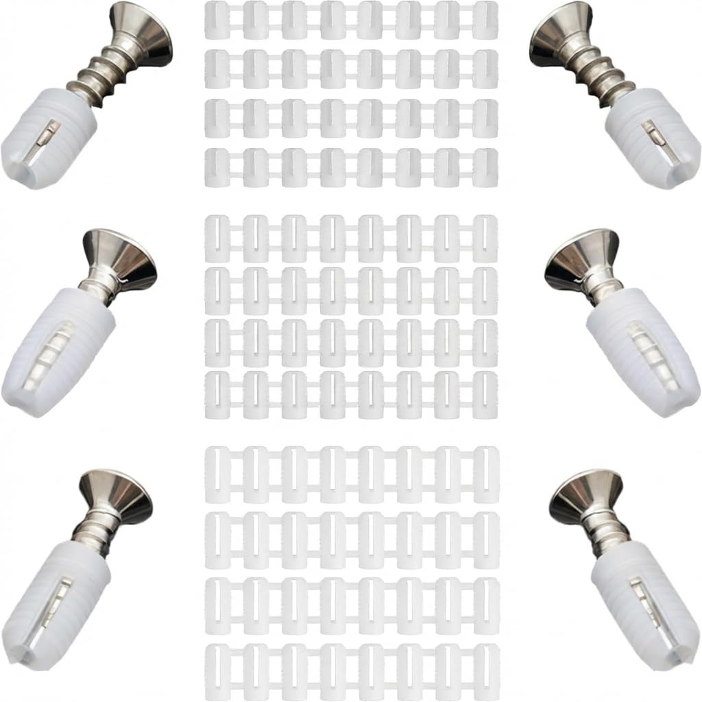 Cymygs White 300 Pcs Hinge Expansion Dowel, Hinge Repair Plate, Cabinet Hinge Repair Plate, Plastic Hinges Dowel Inserts For Various Types Of Panel Furniture, Cabinet, Desk, Chair(White)