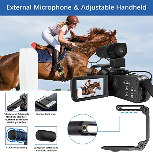 Homiebuds Video Camera Camcorder, 4K 48Mp 60Fps Ir Night Version Vlogging Camera 18X Zoom Wifi Digital Camera Youtube Recorder Camera With Microphone, 2.4G Remote Control, Lens Hood #TOP5