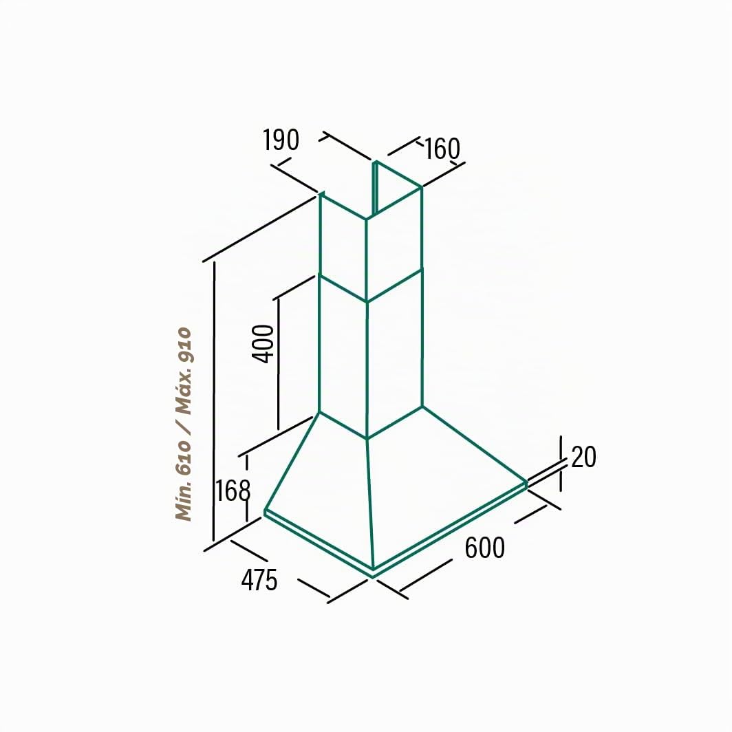 APELSON Campana Extractora Helia 600 con 3 Niveles de Extracción Turbo Panel de Control Mecánico Motor Tangencial Extra Silencioso Iluminación LED Potencia 260 m3/h Ancho 60 cm Color Blanco