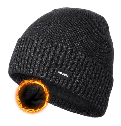 Wmcaps Winter Men Women Fleece Lined Beanie Knitted Hats, Soft Thermal Stocking Skull Caps for Cold...