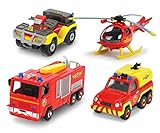 Freilauf,die-cast Dickie Toys 203099630 - Feuerwehrmann Sam, Die-Cast Metall Fahrzeug Set, 4-teilig, verschiedene Ausführungen