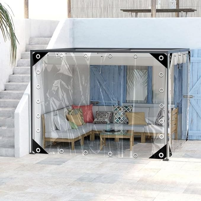 Lona transparente de PVC impermeable exterior resistente caravana 3