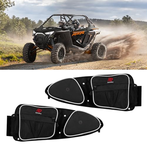 ZIDIYORUO Front Door Storage Bags for Polaris RZR XP/Turbo | UTV Organizer with Thick Knee Pad & Cup Holder | Water-Resistant Side Door Bag Compatible with 2014-2021 RZR Models (black)
