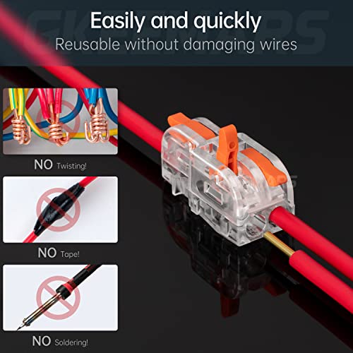 GKEEMARS 50Pcs Mini Electrical Wire Connectors, DIY Splicing into 4/6/8/9/10 Way Butt Terminal Block Connectors (1 in 2 Out - PC)