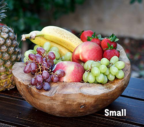 Garden Age Supply Hand Sculpted Natural Reclaimed Teak Wood Bowl Planter (Small) #TOP6