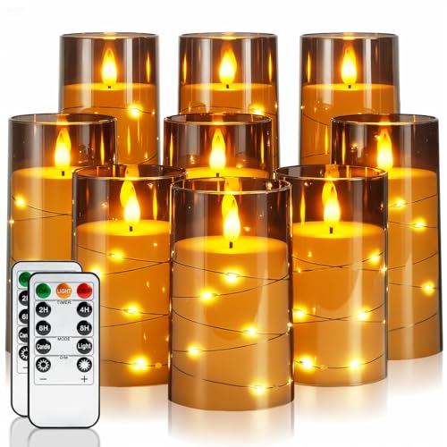 Image of Homemory Flickering Flameless Candles, Fake LED Pillar Candles with Remote