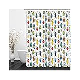 Banemi Bad Duschvorhang, Groß Duschvorhang Bunt Viele Käfer Polyestergewebe 120X180cm für Eck Dusche mit 12 Duschvorhangringen