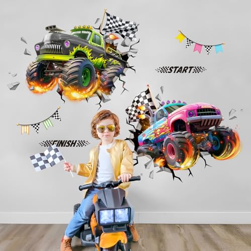 Vinilo decorativo 3D auto de carreras para pared infantil miniatura 1