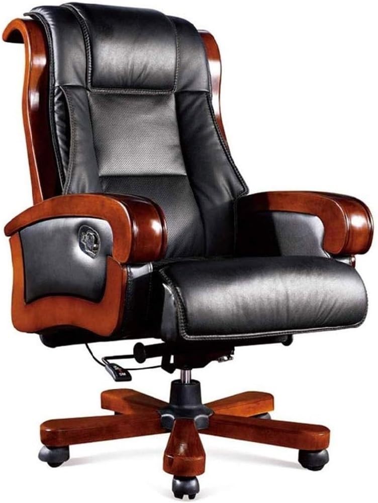 KswyyuwxgqI Executive Leather Office Chair with Adjustable Height and Reclining Function 360 Swivel Desk Chair with Armrests Comfortable