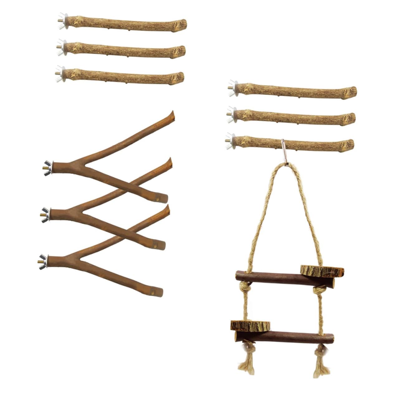Angoily 20pezzi Stand Per Pappagalli Per Giochi e Allenamento Accessorio Per Gabbia Uccelli Random Facile Da Installare e Utilizzare Stimola Coordinazione e Abilità Di