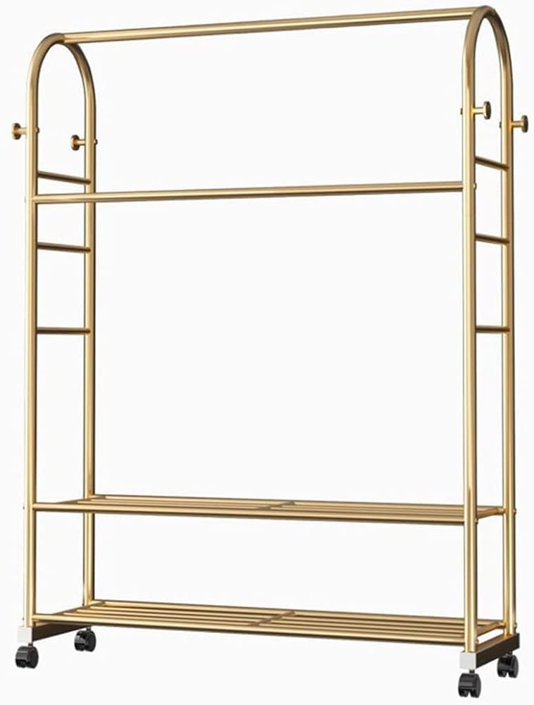 Portant à vêtements à roulettes Slish avec double étagère à chaussures pour dressing et chambre