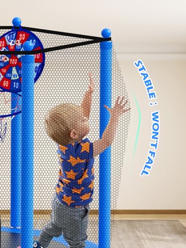 BLUERISE 60" Trampoline for Kids, 5FT Toddler Trampoline for Kids Indoor/Outdoor Baby Trampoline with Adjustable Gymnastics Bar & Safety Net, Swing, No-Gap Safe Design, Gifts for Ages 1-8 Boys & Girls - Image 4