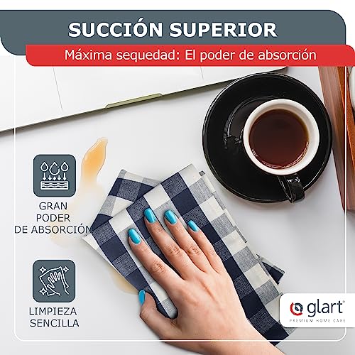 Paños de cocina grises a cuadros confeccionados en algodón prelavado premium 5