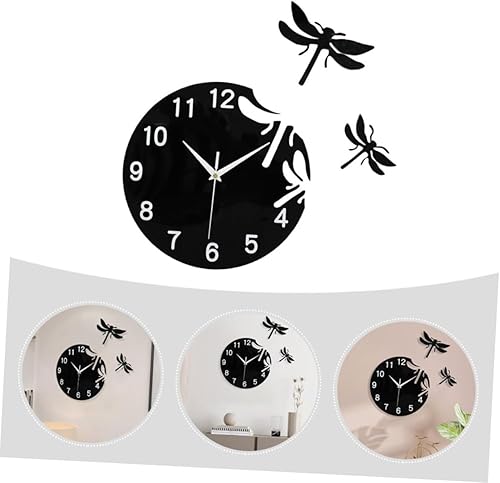 Miniatura 5 de ARTIBETTER 1 Unidades Reloj de Pared Reloj Digital De Pared Reloj Colgante Libélula Calcomanías de Pared Vintage Interior Metal Reloj Colgante Casa