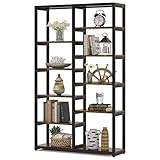 Tribesigns Bookshelf Bookcase, Industrial 10-Open Shelf Etagere Bookcase with Rustic Finish, Rustic Vintage Book Shelves Display Shelf Storage Organizer for Home Office (Rustic)