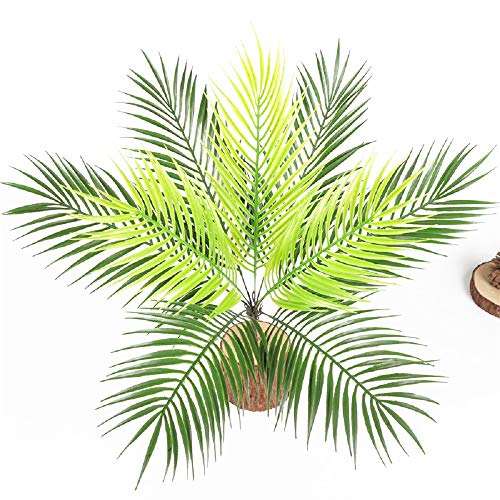 Fycooler Artificial Tropical Palm Tree Bushes Plants,50CM Artificial Greenery Plants Faux Fake Tropical Palm 9 Stems Palm Leaves for Home Décor Kitchen Bedroom Party Jungle Wedding Decorations(2Pack)