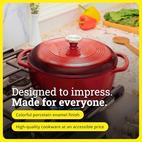 Lodge Essential Enamel Cast Iron Dutch Oven, 6 Quart, Island Spice Red - image 7