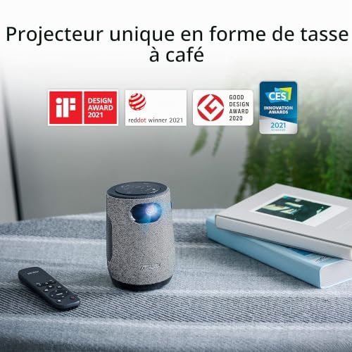 ASUS ZenBeam Latte - Projecteur LED Portable HD - 300 lumens - HDMI & USB-C - - 1280 x 720-32 DB - Haut-parleurs Bluetooth 10W - Son par Harman Kardon - Batterie intégrée - USB-A & HDMI