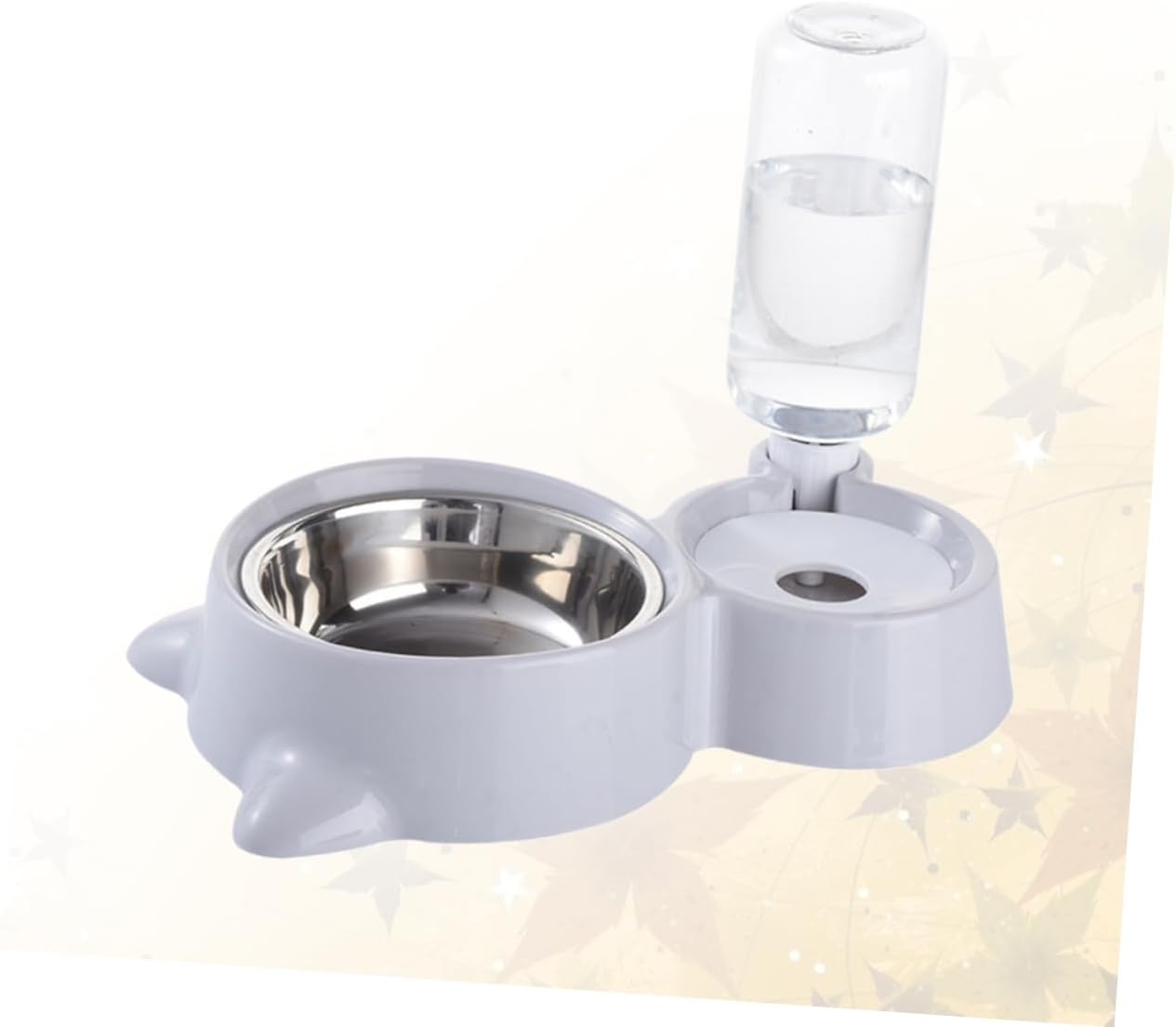 BESPORTBLE Pet Dual Water Food Feeder Automatic Drinking Bowl for Cats Dogs Grey Smooth Non-tip Design Convenient Pet Supplies for Feeding Hydration Safe Engineering Material