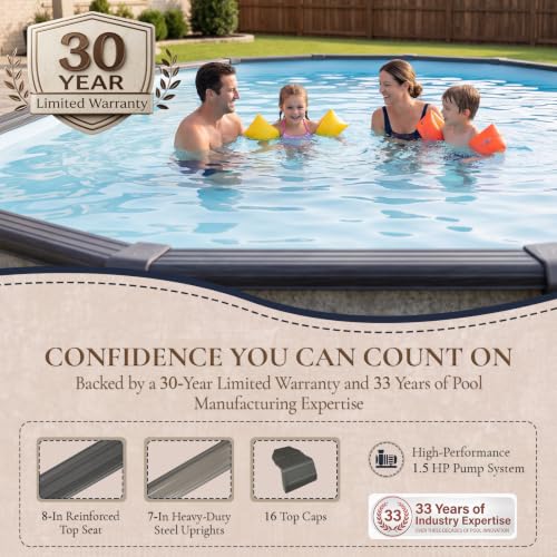 Image of Blue Wave Riviera 15-ft x 30-ft Oval 54-in Deep 8-in Top Rail Metal Wall Swimming Pool Package