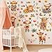 Yinder 12 Sheet 78 Pcs Highland Cow Wall Decals Baby Wall Decals Highland Cow Sticker Cute Nursery Baby Decor for Kids Girls Boys Room Bedroom