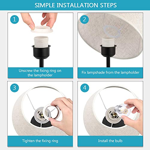 Shinoske Bedside Table Lamps Set Of 2, Modern Lamps Small Desk Lamps For Bedroom, Living Room With Ivory White Barrel Fabric Shade & Metal Base,(Small Desk Lamps) #TOP4