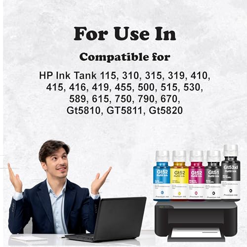 Image of Duplex DTC Refill Ink GT53XL Compatible for HP Ink Tank 115 310 315 319 410 415 416 419 455 500 515 520 525 530 589 615 750 790 670 GT5810 (GT53XL Black Ink 4 Pcs)