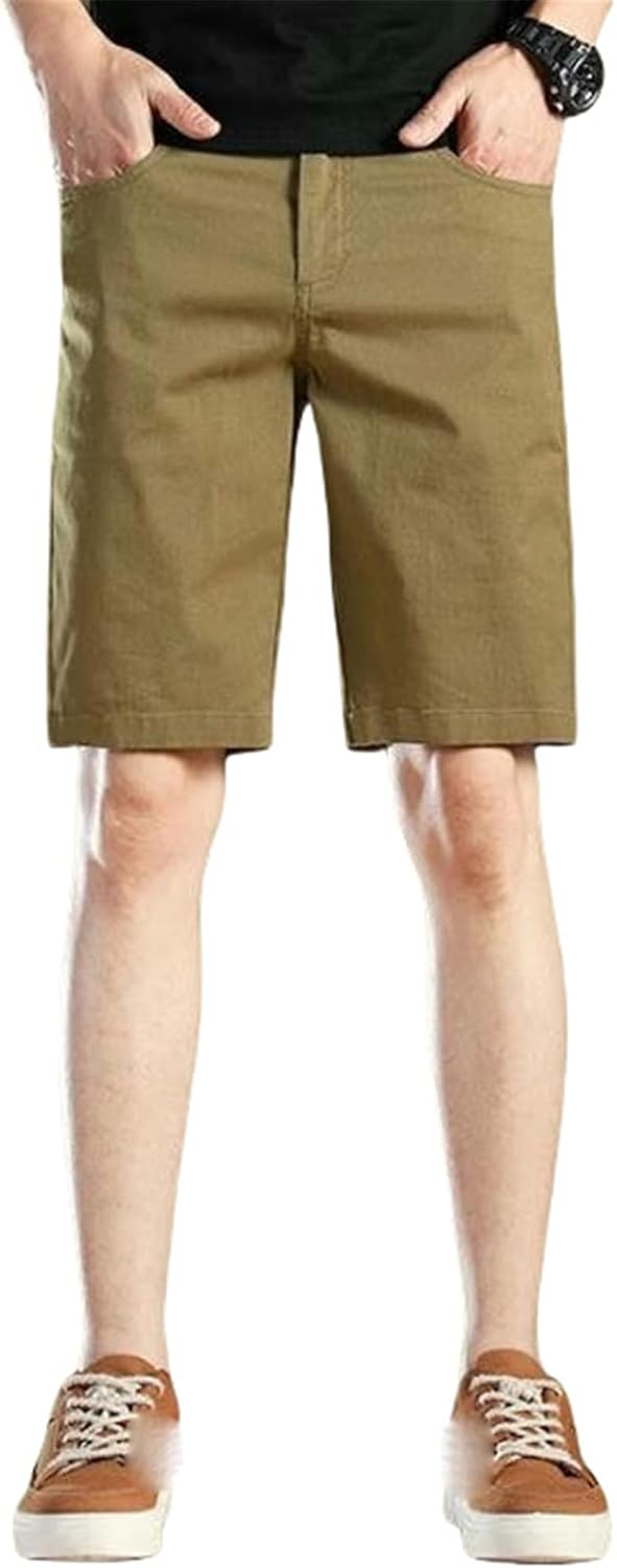 Men's Summer Cotton Business Casual Five-Pocket Printed Mid-Length Beach Shorts