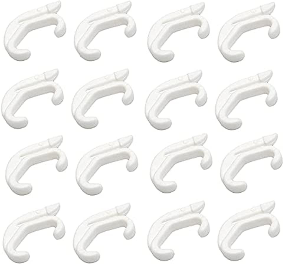 Merriway White Bh03644 (30 Pcs) Plastic Curtain Track Rail Gliders Hooks To Fit Swish Valance Track - Pack Of 30 Pieces