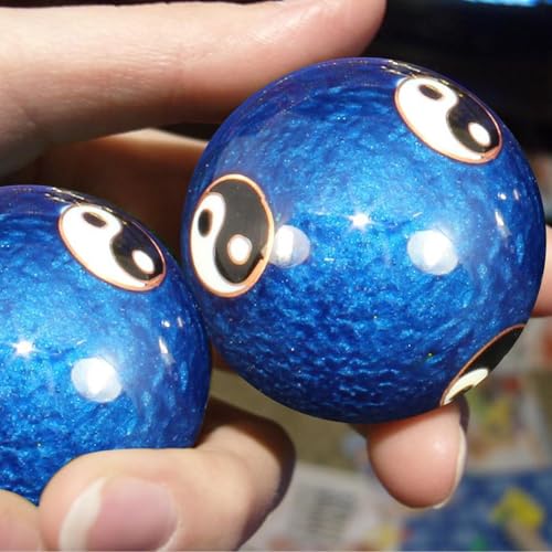 Balles anti-stress chinoises Baoding avec sonnerie - 2 boules cloisonnées en émail naturel de 4,5 cm, boules médicinales chinoises, boules de méditation en métal, boules de santé avec – Image 4