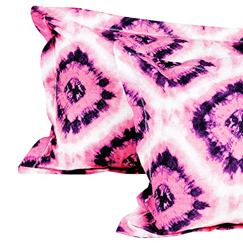 Image of Story@Home Magic Ethnic Collection Bandhani Cotton 1 Bedsheet for Double Bed and 2 Pillow Covers - Pink