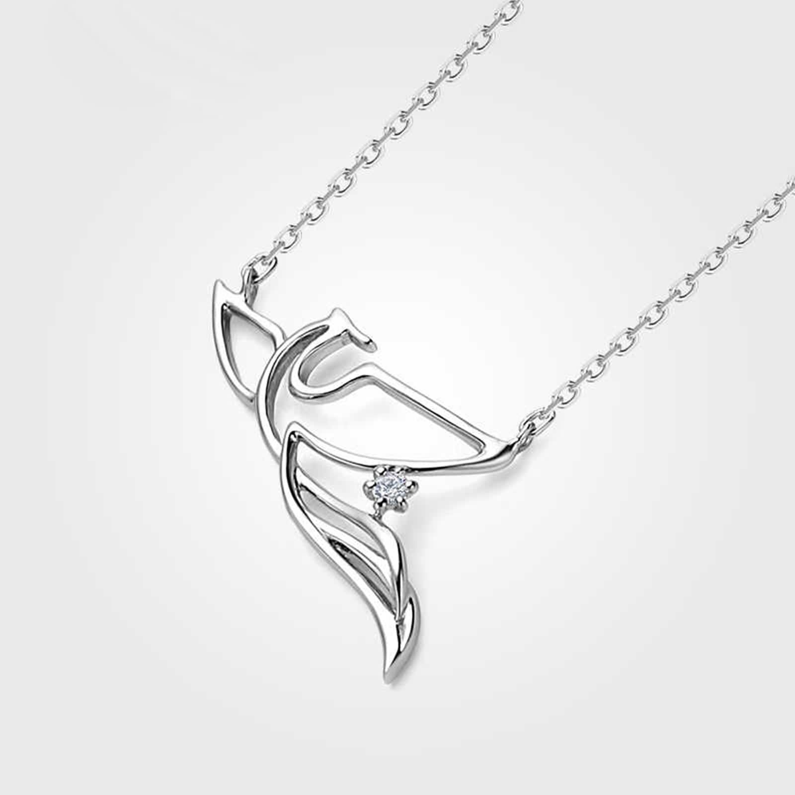 Collana da donna con ciondolo, collana lunga alla moda, con diamante bianco, 9 K/14 K/18 carati