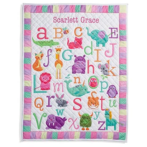 Personalized Planet Pastel Color Girl's ABC Quilt Cover