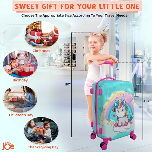 Image of JUNIOR JOE 20 Inch Kids Suitcase with 4 Wheel Travel Trolley Bag (4 Day Trip) (Blue)