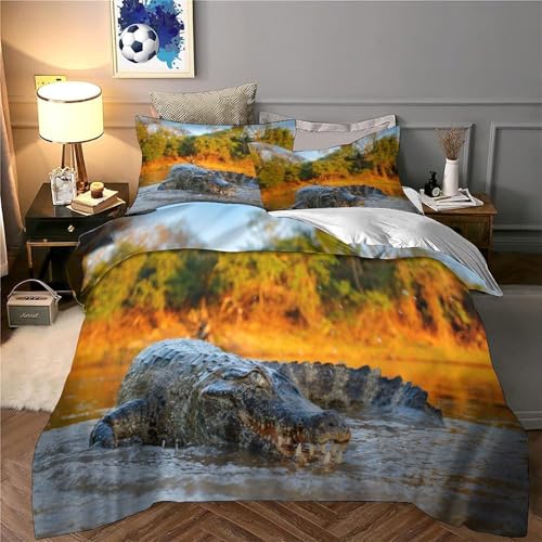 Housse de couette crocodile fermeture éclair parure lit microfibre douce