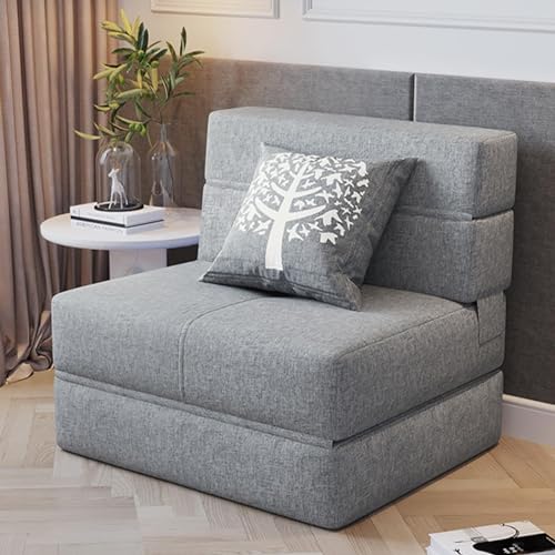 Image of WLYPE Convertible Folding Sofa Bed - Sleeper Chair with Pillow, Modern Cotton Linen Fabric Floor & Futon Couch for Living Room/Dorm/Guest/Home Office/Apartment(Light Gray)