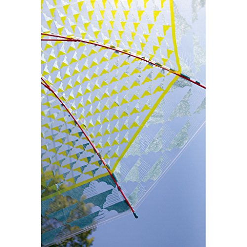 Spice Of Life Happy Clear Dome Umbrella - Cloud/Blue - Pop-Up Stick Canopy, Sun/Rain Travel Protection #TOP6