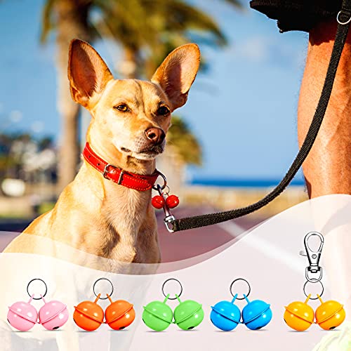 32 Pieces Cat Dog Collar Bells Colorful Pet Bell Dog Collar Charm Bells With 16 Round Key Rings 4 Buckles Pet Necklace Pendant Accessories For Puppy Kitten Potty Training #TOP3